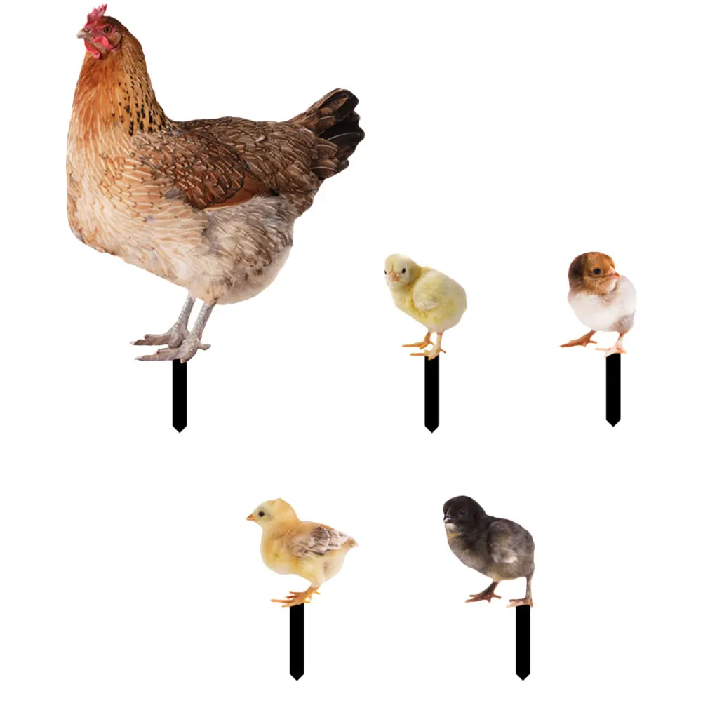 

Set of 5 Acrylic Chick Stakes Lawn Art Garden Accessories Outdoor Decor Yard Ornament Rustic Garden Chicken Sign Decoration