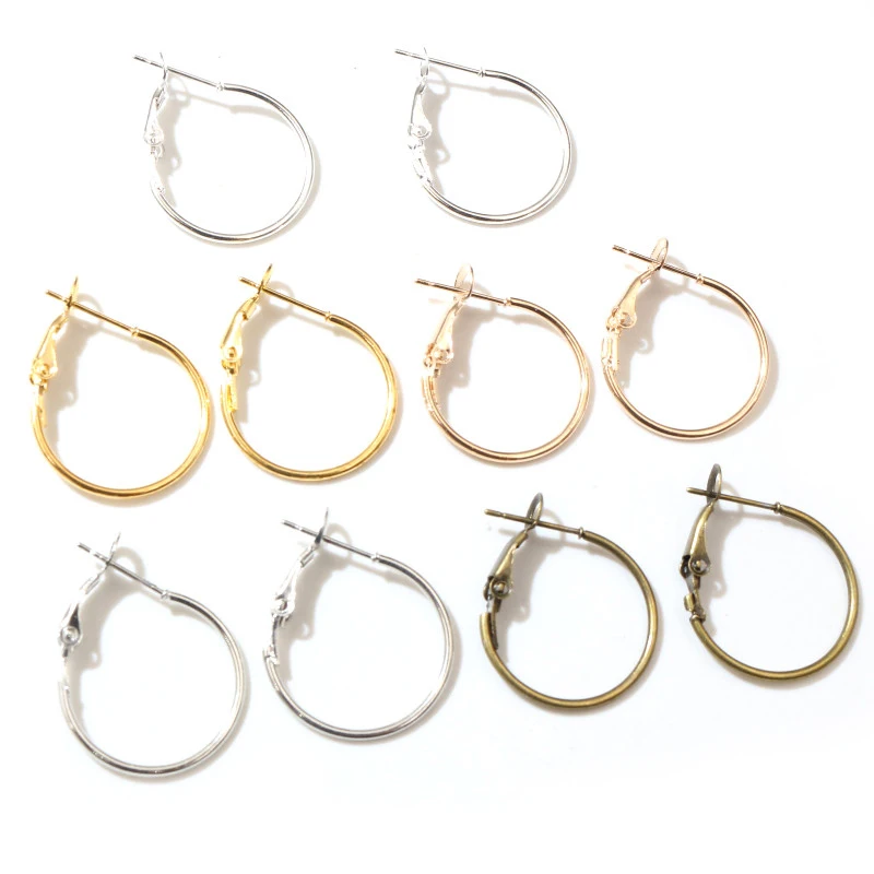 20pcs/Lot 15mm 20mm 25mm 30mm 5colors Plated Circle Round Hoop Round Big Circle Hoop Earrings DIY Women Jewelry Making