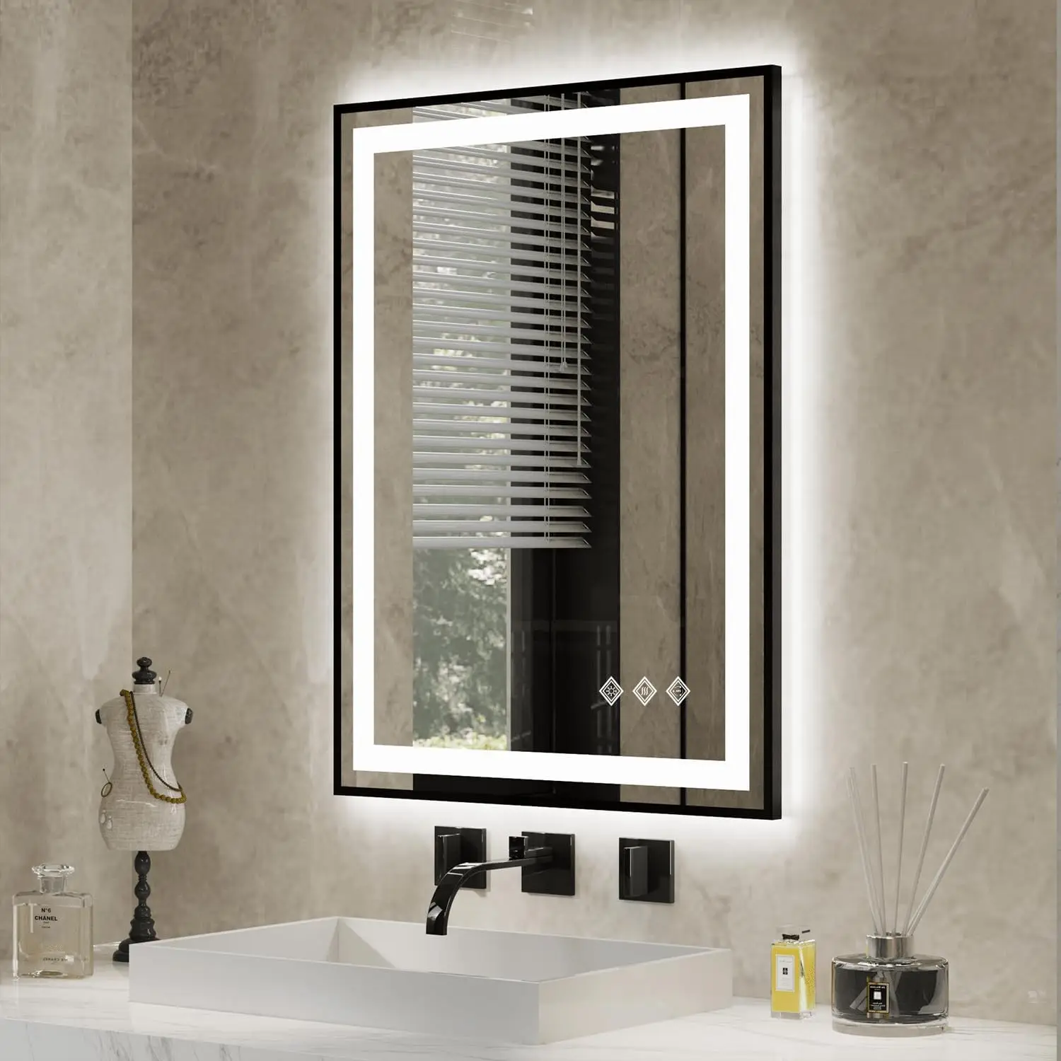 

24x32 Inch Gradient Front and Backlit LED Mirror for Bathroom