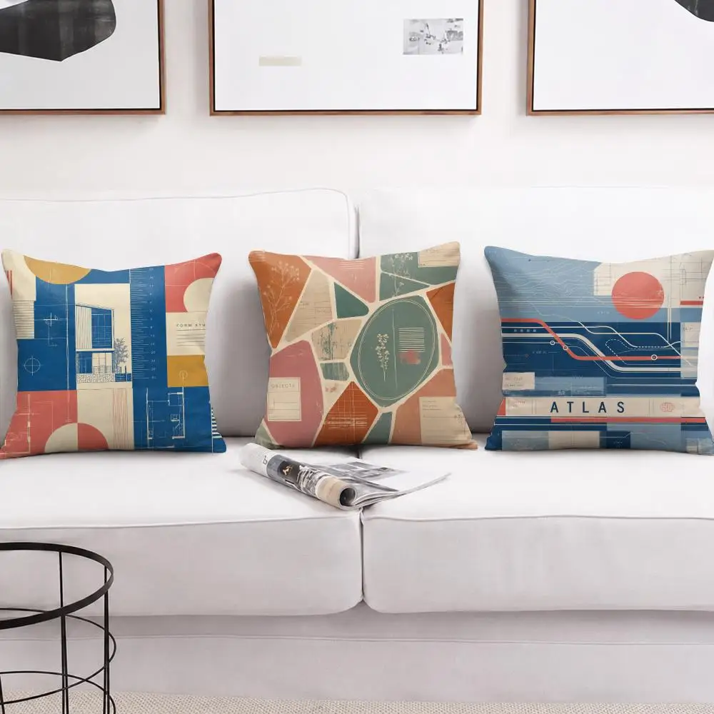 Fashion Retro Plaid Cushion Cover Soft Short Plush Pillow Cover Smooth Cozy Texture Aesthetic Cushion Case Home Decor