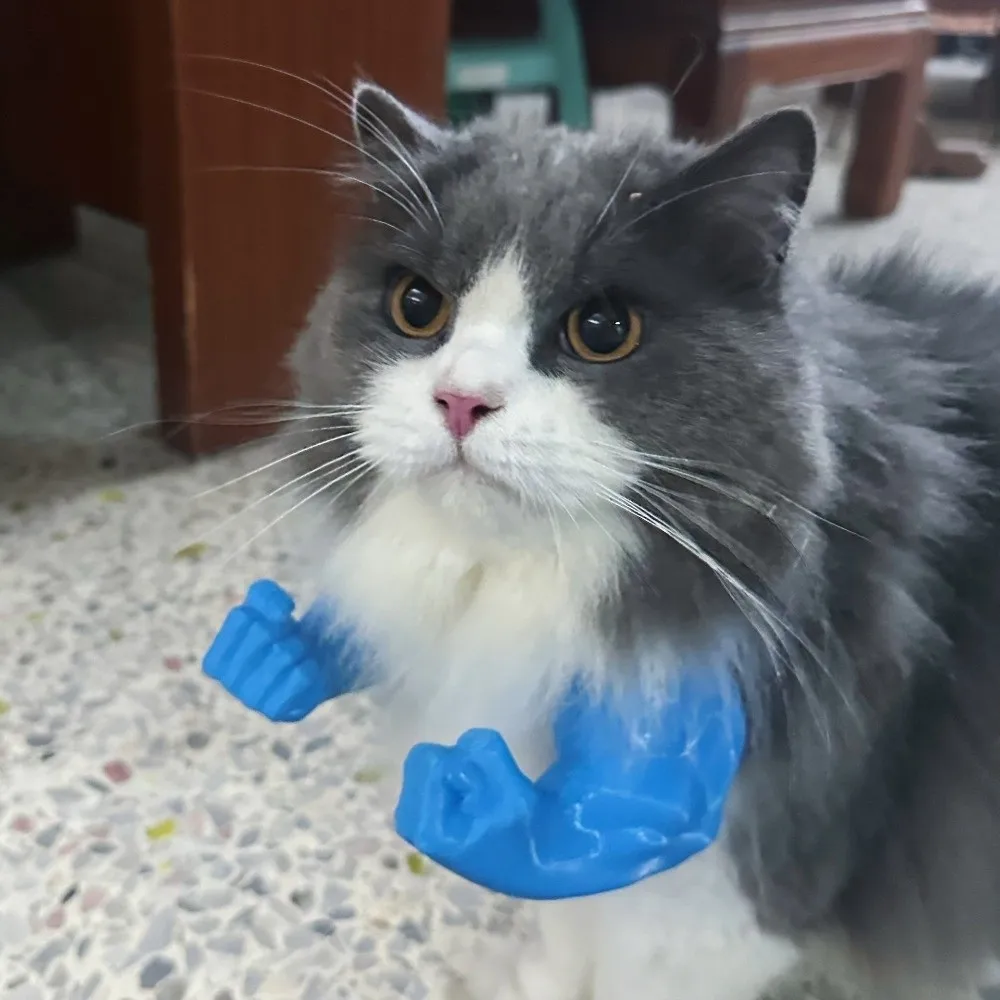 Role Play 3D Printed Cat Fist Hulk Arm Funny Neck Hanging Cat Muscle Neck Arm Unique Pet Green Giant Arm For Cats Dogs