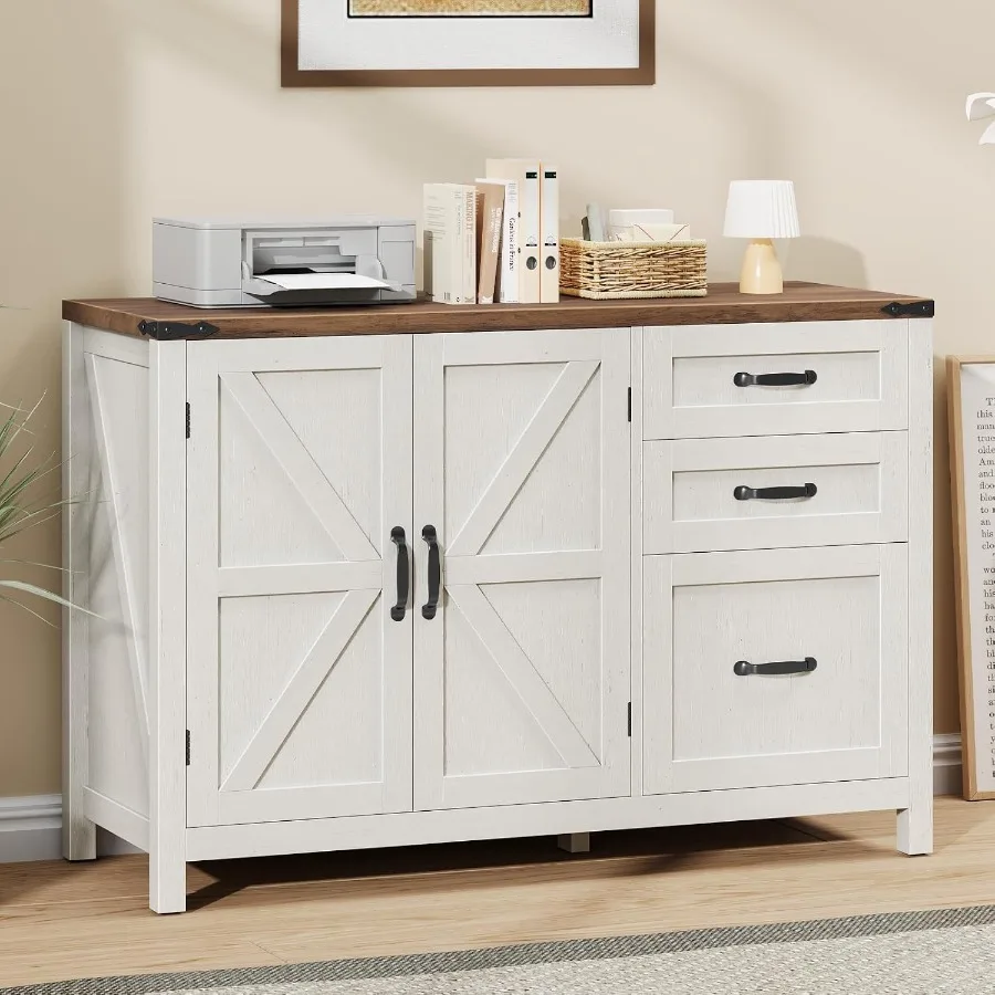 Farmhouse File Cabinet with Doors, Lateral Filing Cabinet
