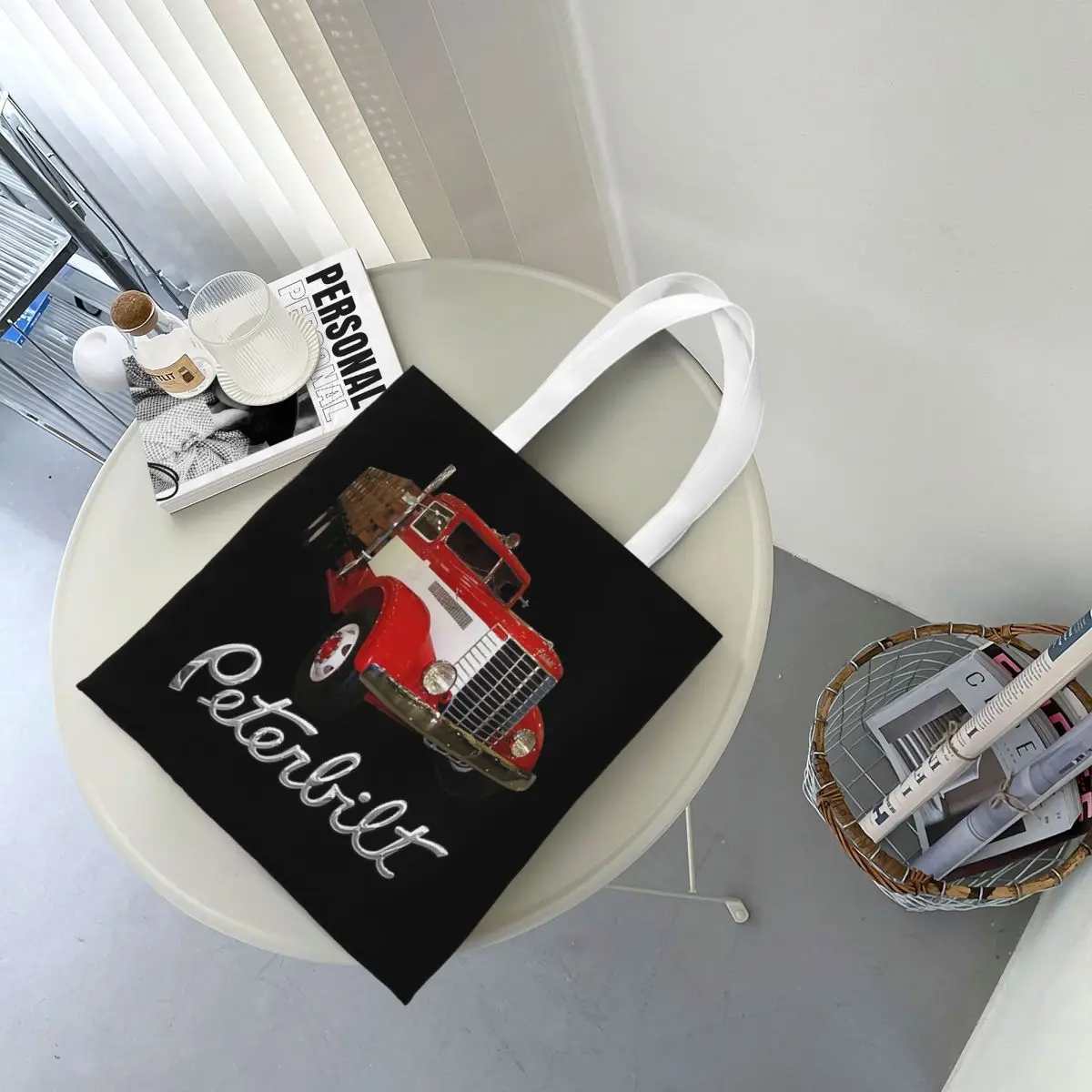 1939 Peterbilt Model 334 Stake Bed Shopping Bags Canvas The Tote Bag Foldable for Girls Shoulder Tote Travel Handbag