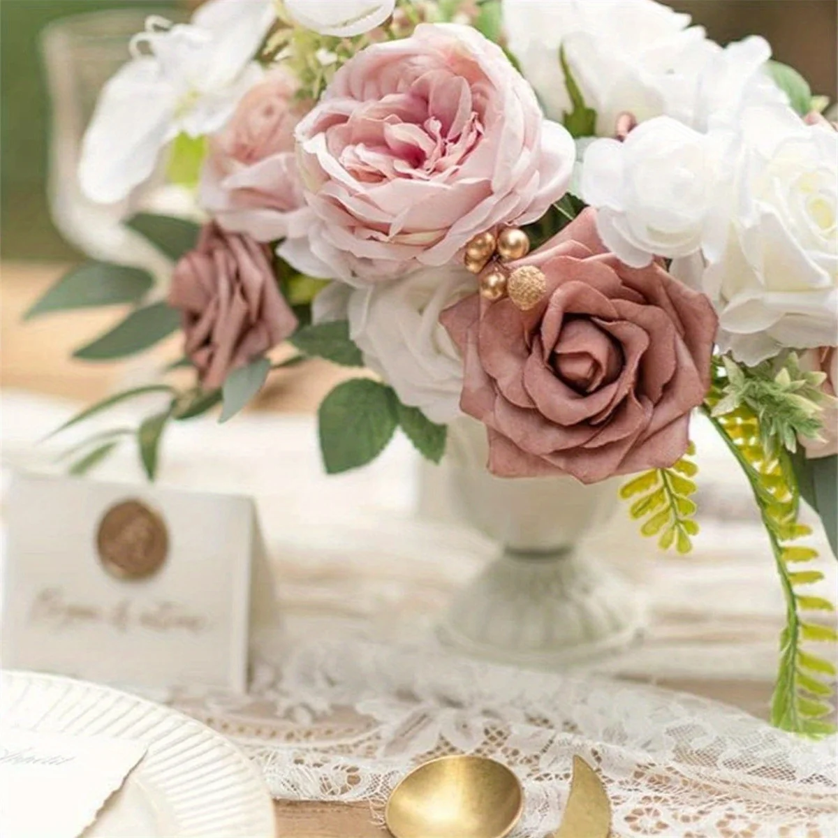

2pcs/Set Artificial Flowers Faux Fake Flowers Wedding Centerpiece for Ceremony Reception Tabletop Mantel Archway Aisle Decoratio
