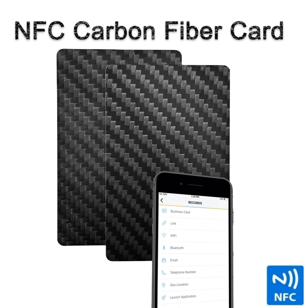 5Pcs NFC Carbon Fiber Card NFC Business Card Fast Reading Ntag 215 Smart Name Card Digital Business Card Social Recognition Card