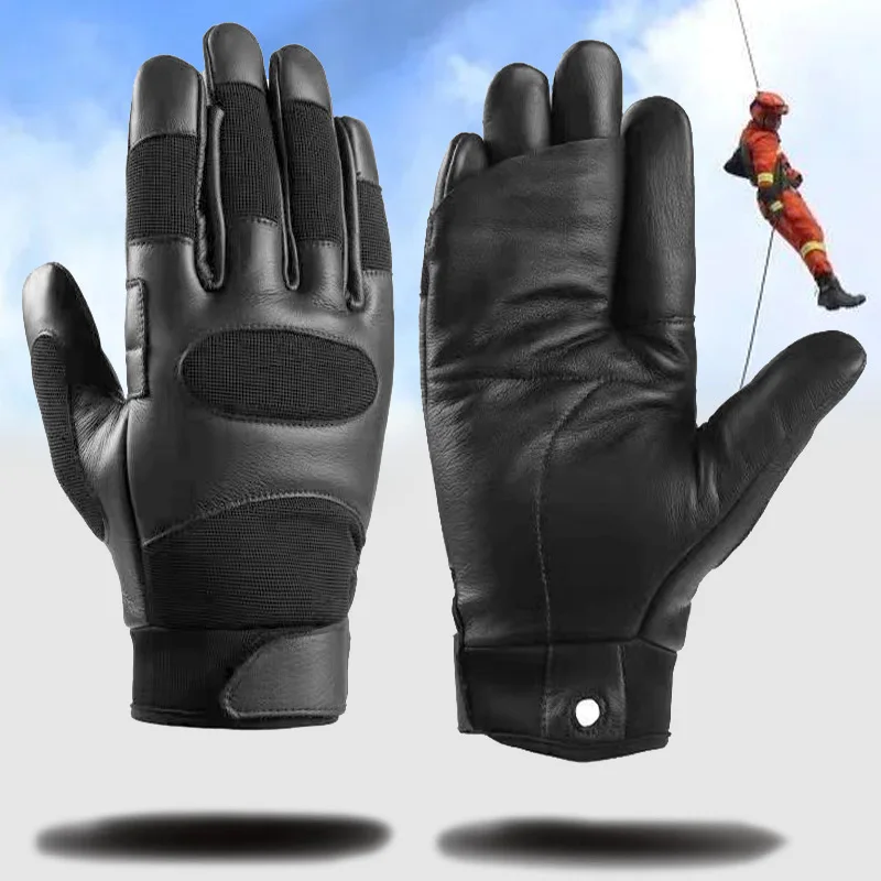 Sliding Gloves Leather Cowhide Tactical Lock Sliding Down Men's Outdoor Protective Sports Motorcycle Rope