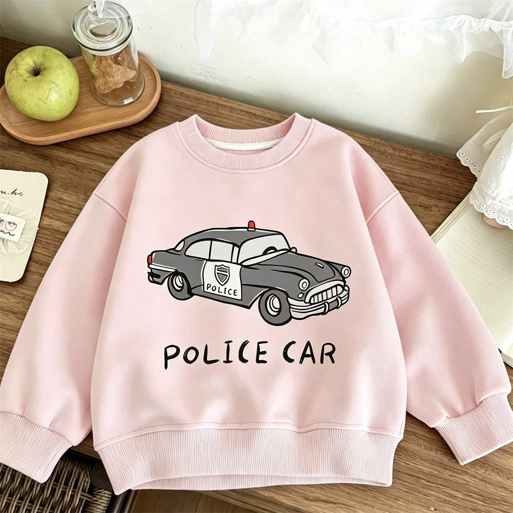 Fashion Hoodie Little Car Print Sweatshirts Loose Casual Autumn Clothing Round Neck Pullovers For 1-6Years Old Kids Unisex Tops