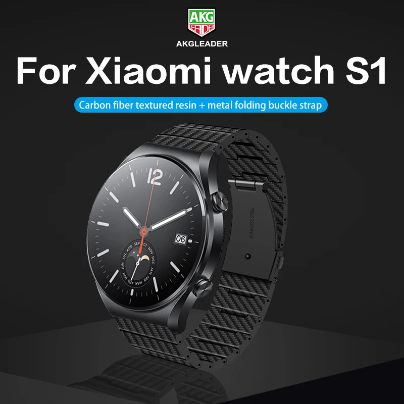 AKGLEADER Carbon Firber Grain watch band for xiaomi watch 1S Color 20mm 22mm watch strap huawei GT 3 pro huami vivo watchbands