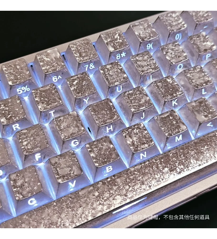 Ice crack metallic paint original side engraved light transmission heat sublimation keyboard cap suitable for night magic mega