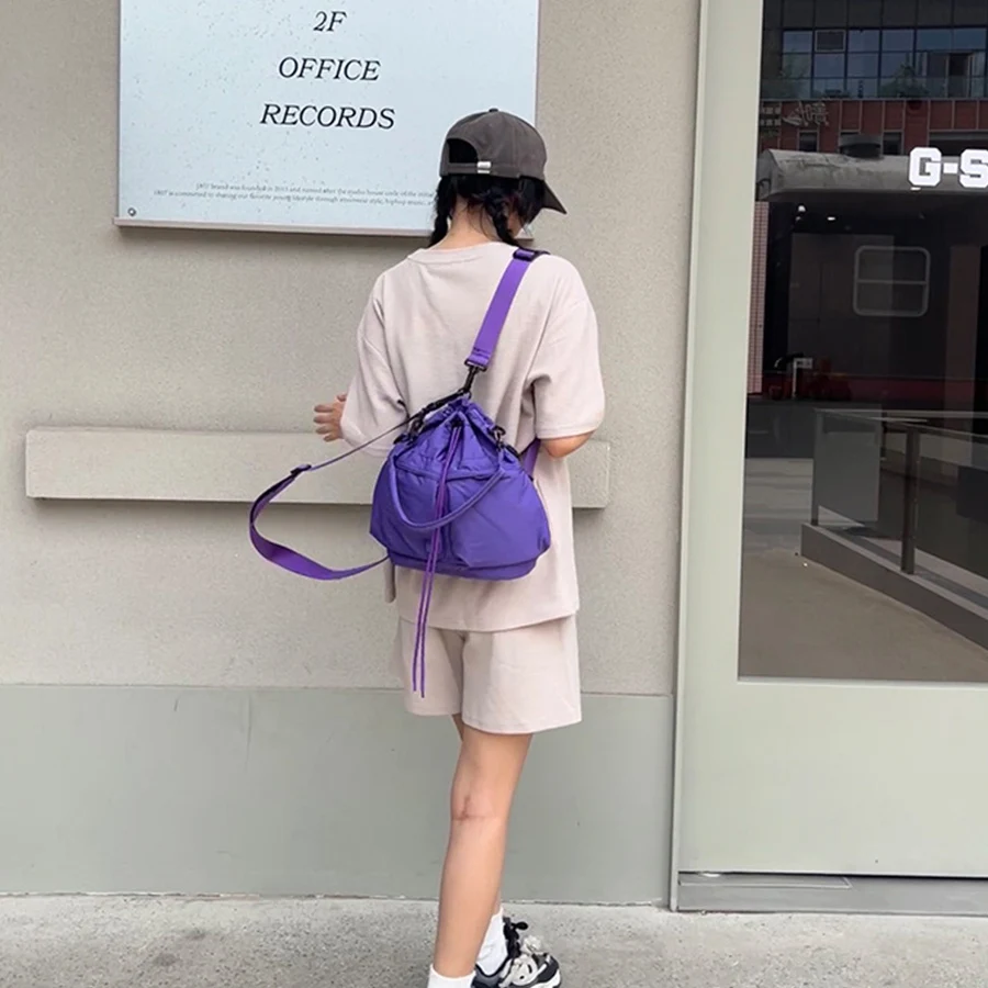 Multi-functional Backpacks casual drawstring shoulder bags simple men/women large-capacity lightweight crossbody bucket bags sac