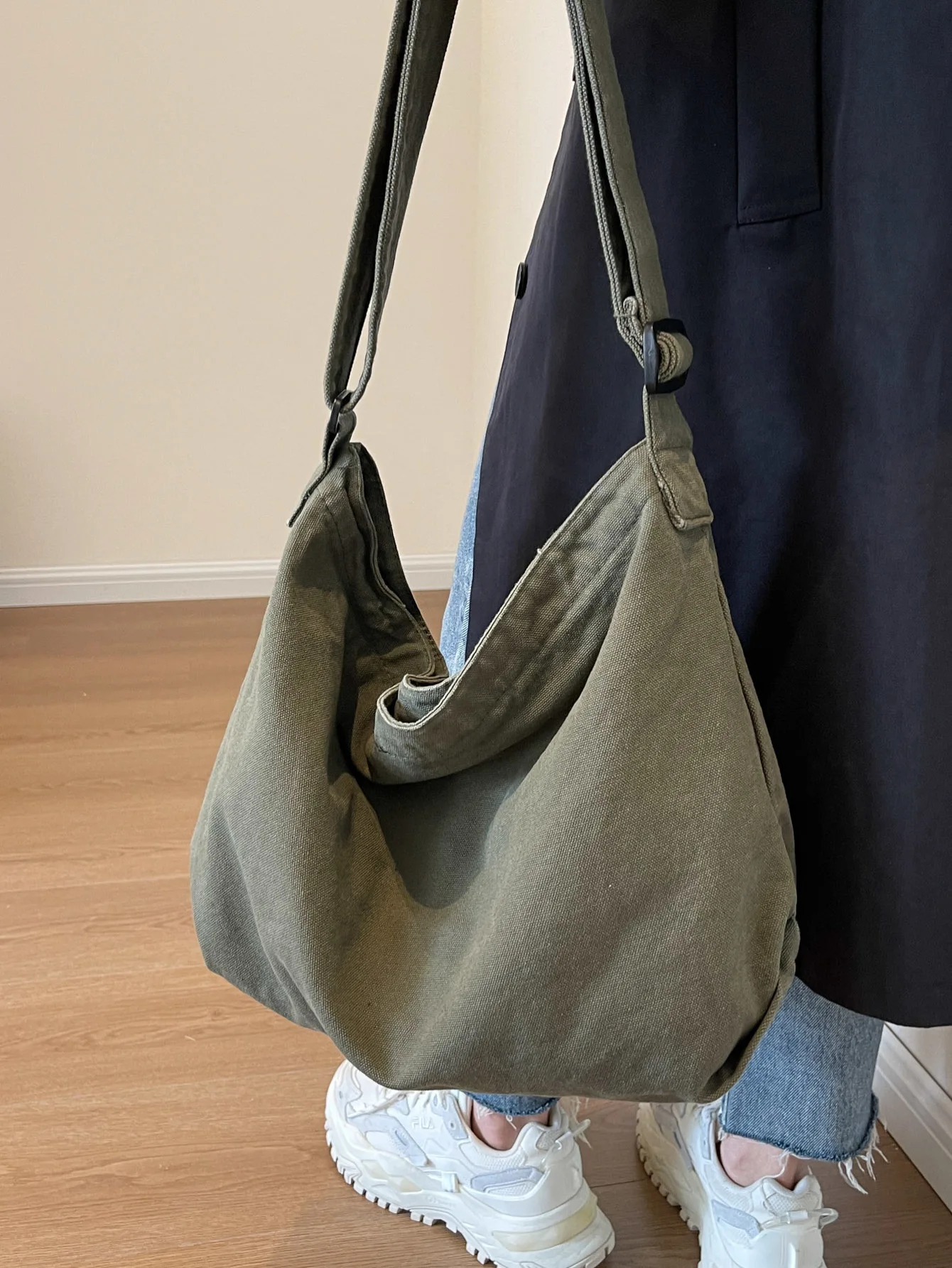 CGCBAG Lage Capacity Canvas Messenger Bag Women Solid Simple Shopper Shoulder Bag 2023 Casual Female Tote Bag Ladies HandBags