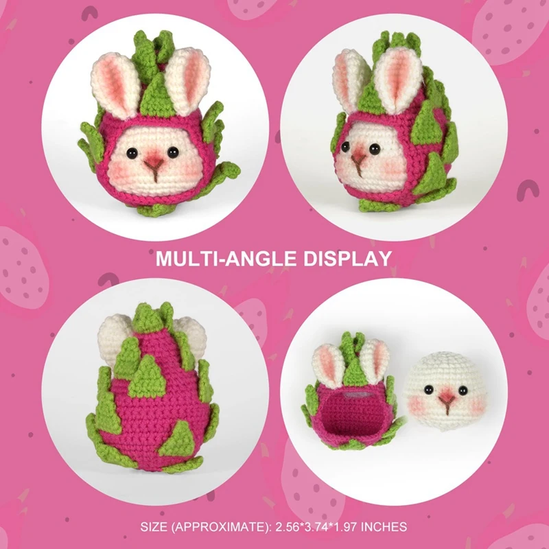 Kit uncinetto coniglio frutta per principianti con Video Step-By-Step tutorial Kit animale all'uncinetto per bambini e adulti durevole