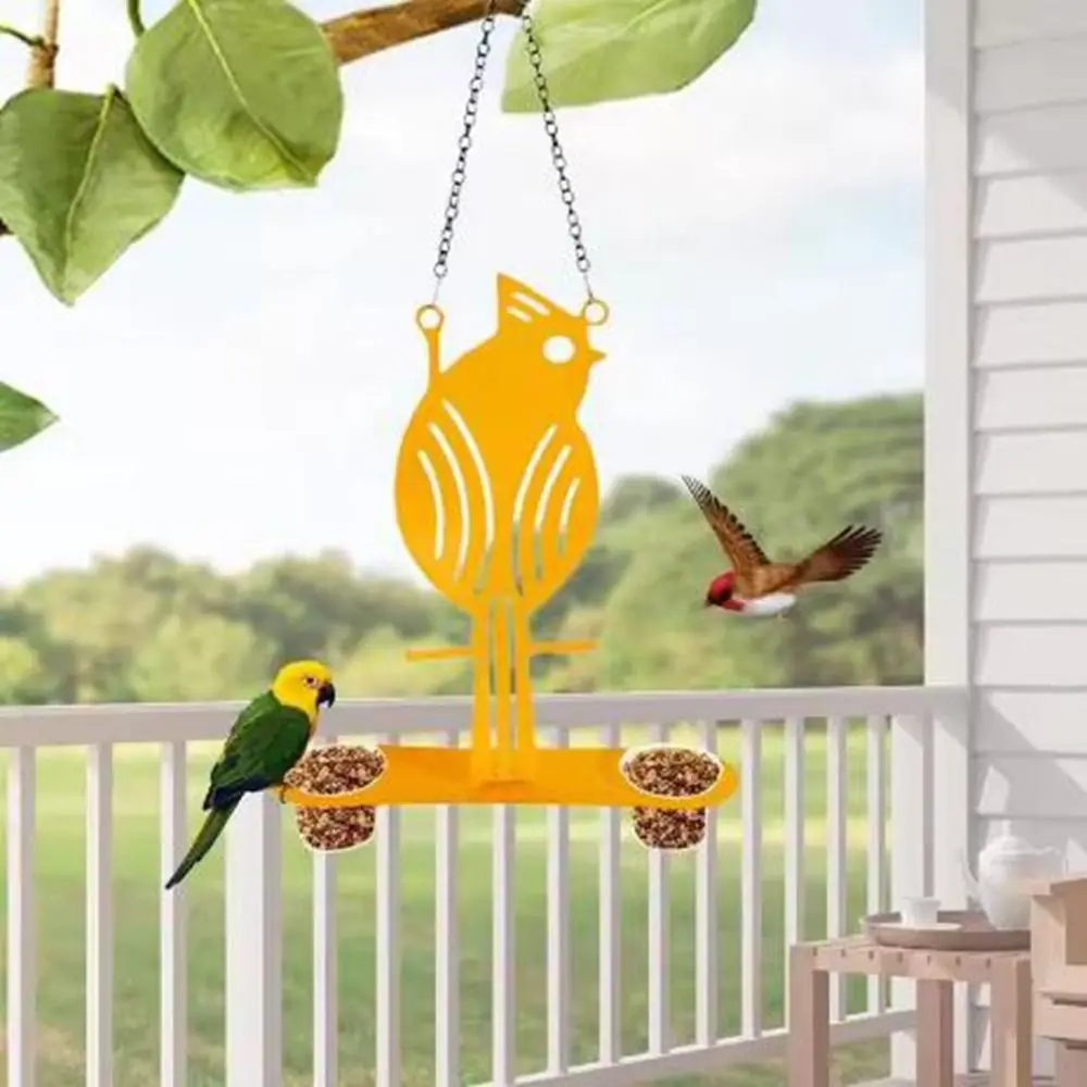 

Weatherproof Hanging Oriole Bird Feeder Decorative PP Bowls Metal Bird Feeding Platform Spill Proof with S Hook