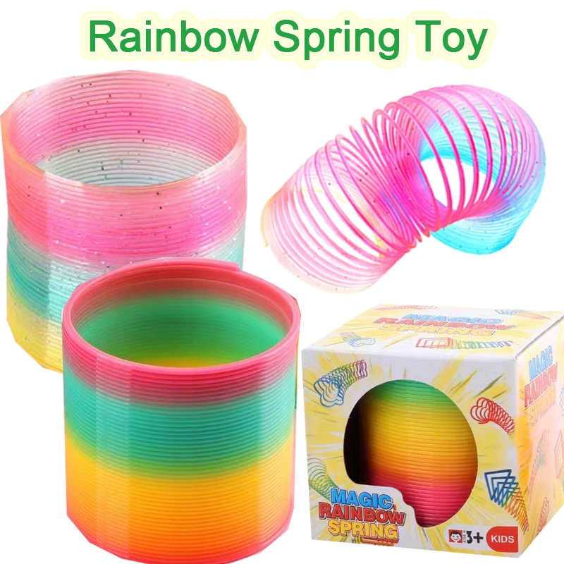 Rainbow Spring Magic Spiral Games Bounce Antistress Toy Child Funny Outdoor Party Awards Goodies Pinata Fillers Kids Gift