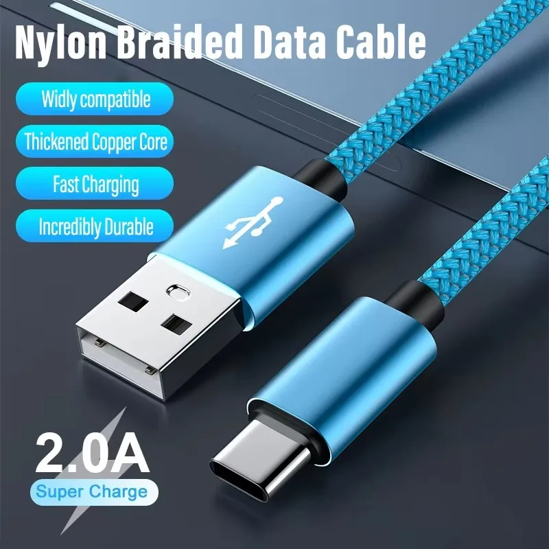 Nylon Data Cable Super Fast Charger Charging Cable TypeC-C 2M 3M Charging Device USBA to TypeC Cable For Samsung Iphone Android