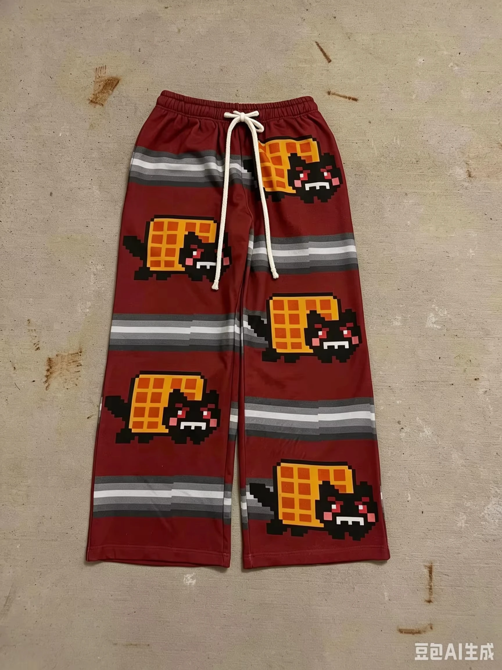 2026 Hip-Hop Cartoon Katze Rosa Unisex Freizeithose Y2k Harajuku Lose Jogginghose mit Kordelzug Familienhose Street Sweatpants – Detail 9