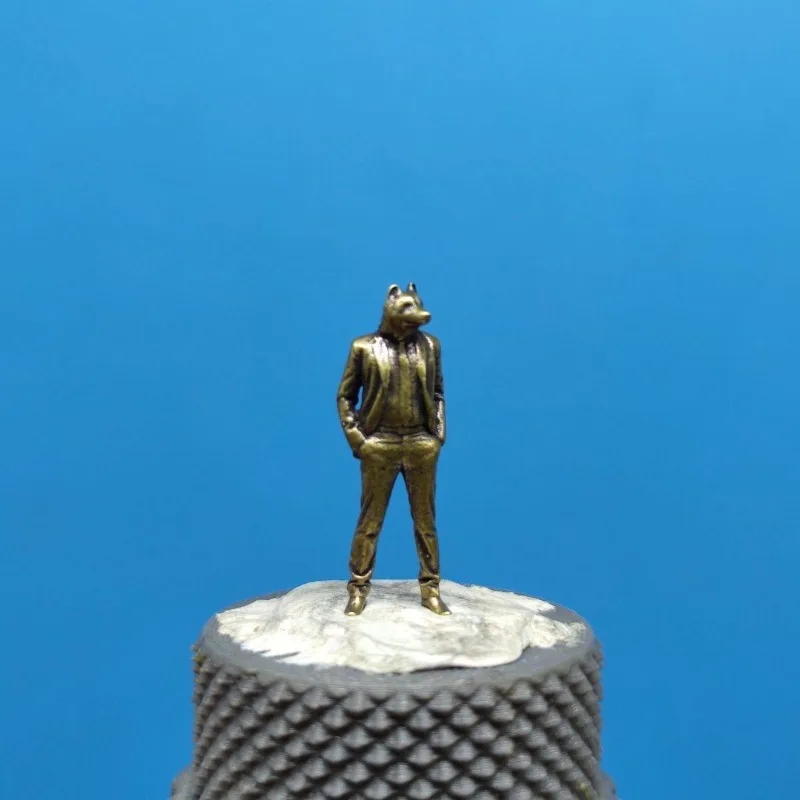 Metal Brass Shiba Inu Business Suit Person Action Figures Miniature Landscape Ornament Accessories Micro-scene Photography Props