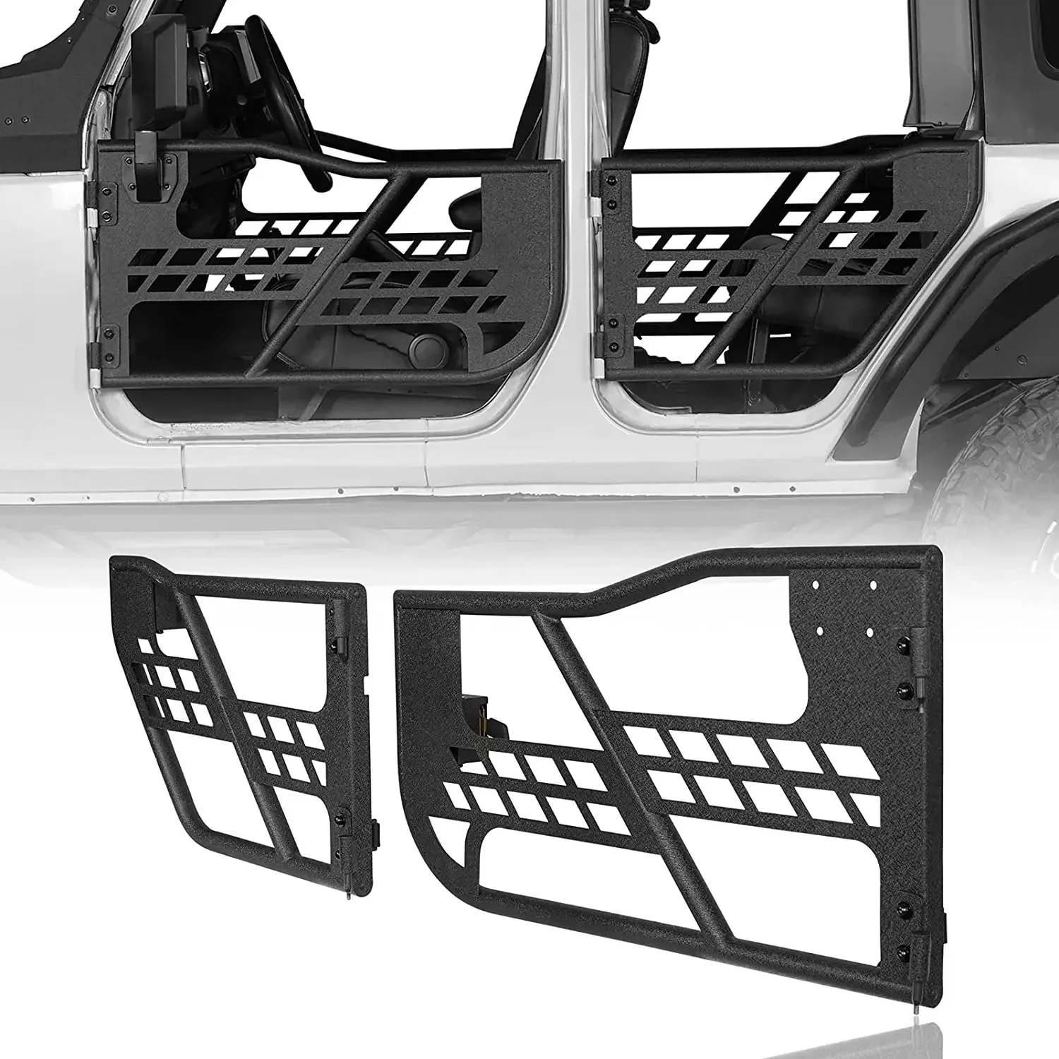 

Steel 4 Door Tubular doors Half doors With Reflection Mirror Compatible with Jeep Wrangler JK 2007-2017