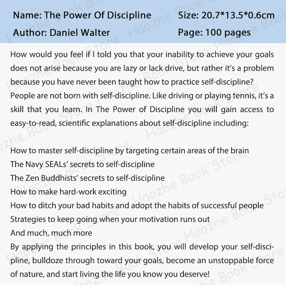 The Power of Discipline: How to Use Self Control and Mental Toughness to Achieve Your Goals by Daniel Walter English Paperback