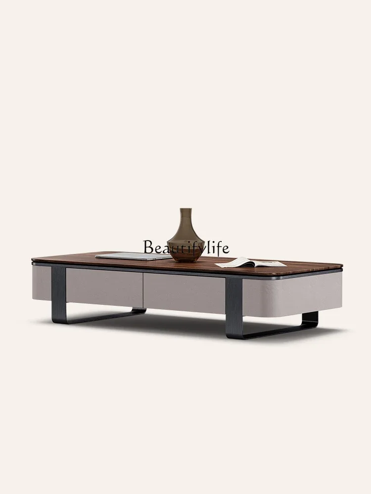 

Italian minimalist solid wood coffee table whole house custom high-end furniture rectangular coffee table