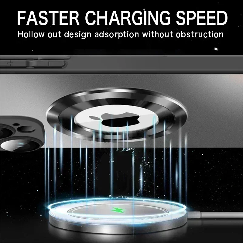 Original Matte Magnetic for Magsafe Wireless Charging Case for iPhone 15 14 Pro Max 13 12 11 Tempered Glass Show Logo Phone Case