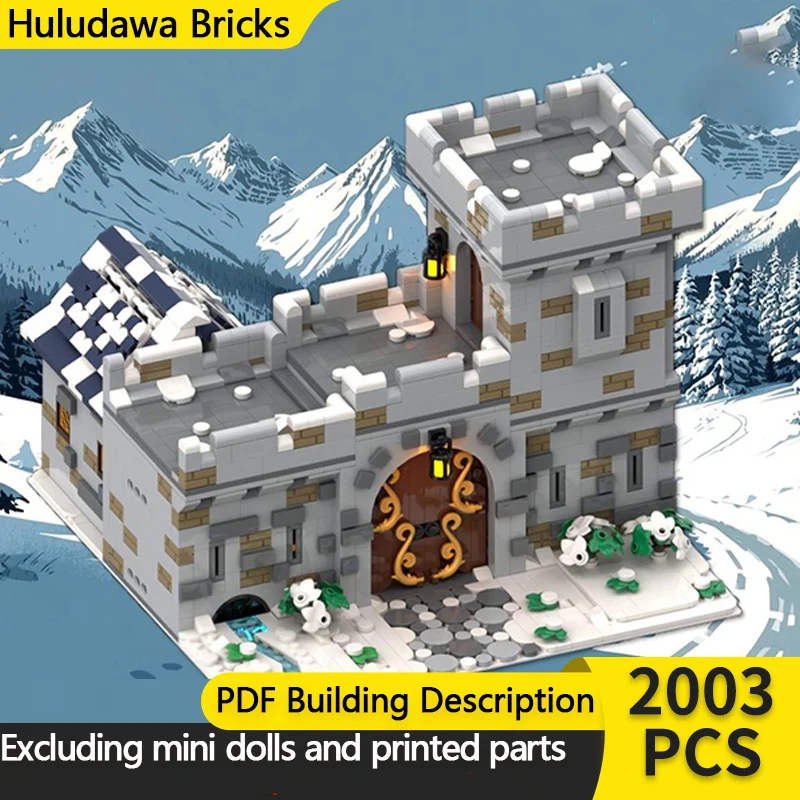 

Medieval Castle Model MOC Building Bricks Winter Snow Mountain Castle Modular Technology Children Holiday Gift Assemble Toy Suit