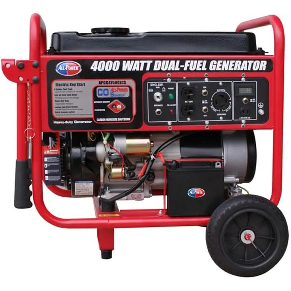 Portable Gas Generator 4000W Electric Start 8-Hour Runtime Multiple Outlets Residential Camping