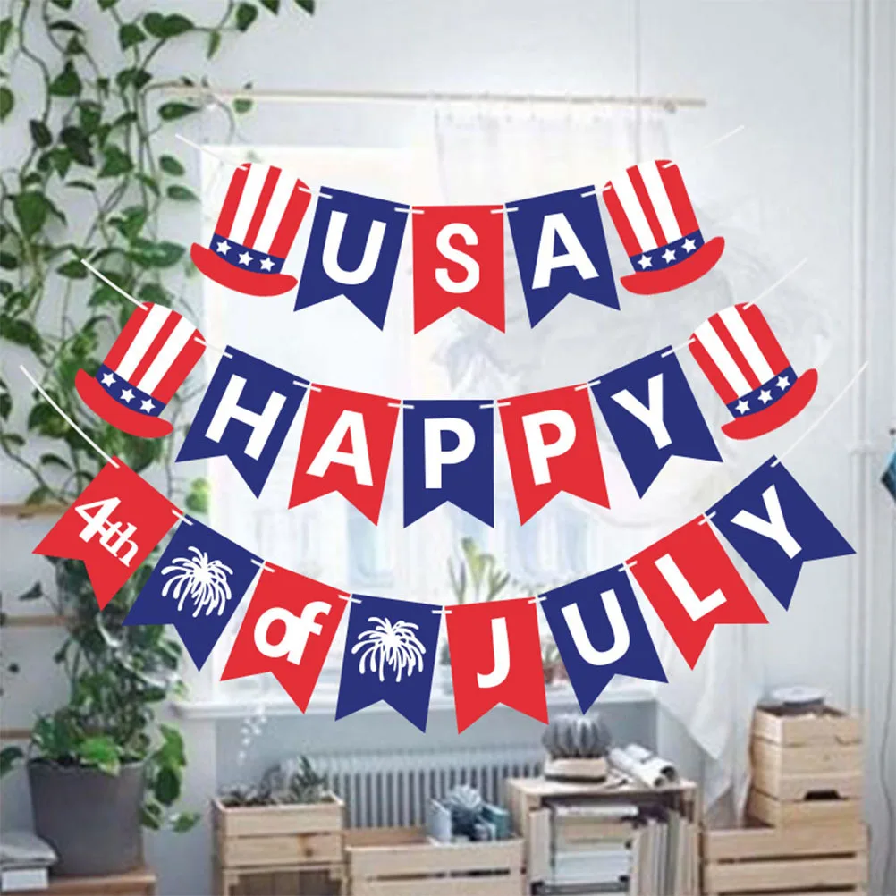 

Party Decoration Bunting Independence Day Banner Happy 4Th Of July Hanging Flag For Home Outdoor Celebration Decor Backdrop