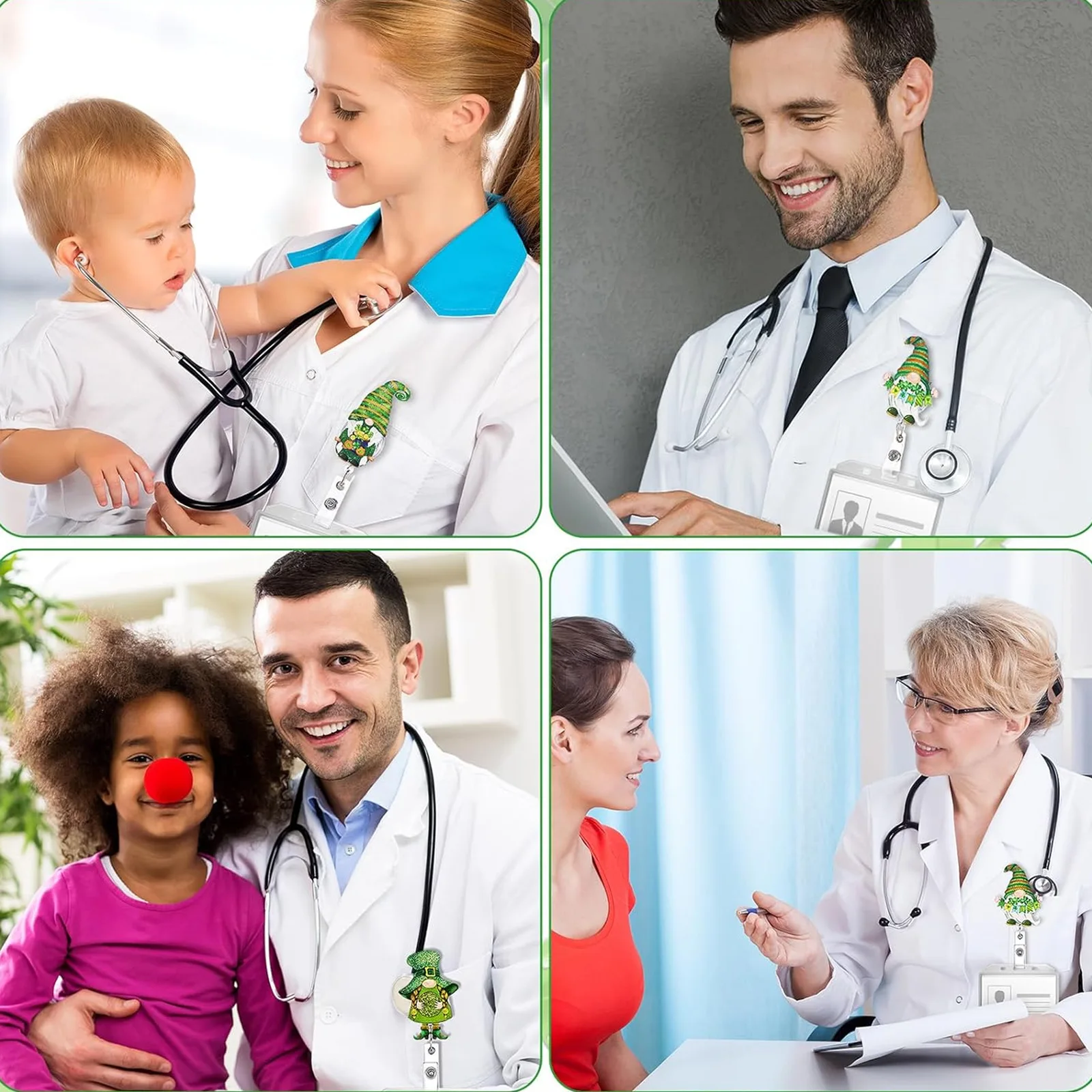 

Держатель для бейджа ко Дню Святого Патрика, легкий акриловый выдвижной держатель для бейджа, креативный зажим для бейджа для врачей, офисных работников, учителей