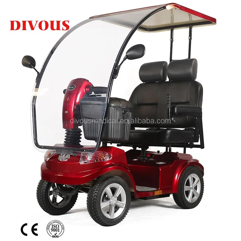 800W Large Size with Roof Electric Vehicles Electric Car Adult 2 People Four Wheelers for Disabled Olde People