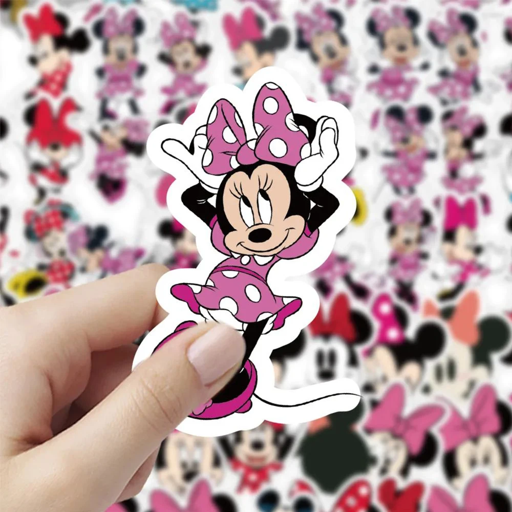 10/30/64 sztuk Disney śliczne różowe kreskówki Mickey Mouse Minnie Mouse naklejki estetyczne DIY Laptop telefon księga gości Kawaii zestaw naklejek