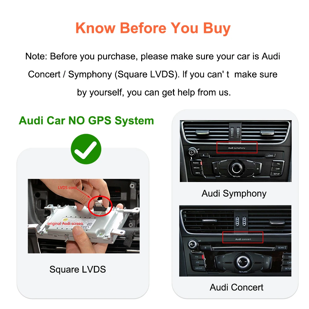 Bonroad OEM Upgrade Decoder Box For Audi A4 B8 Q5 Concert Symphony Wireless Carplay Screen Upgrade Decoder Box Android Auto Airplay Autolink Smart Adapter