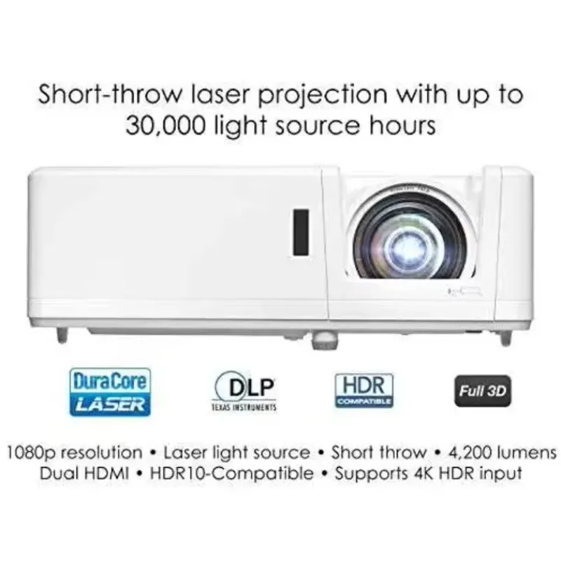 Optoma GT1090HDR Short Throw Laser 1080P Video Projector MAX 4K 4200 Lumens Day and Night Business Education Full 3D Projector