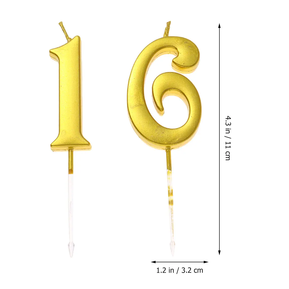 Gold Smokeless Birthday Numeral Number 16 for Cakes Party Decoration Wedding Reunion Theme Celebration Happy Birthday