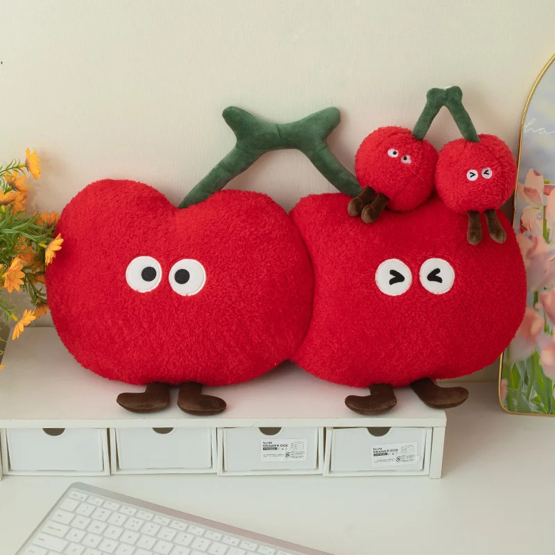 Almohada de juguete de peluche de cereza roja blanda, muñeco de cereza de fruta suave, almohada abrazable bonita, regalo de cumpleaños y Navidad para niños