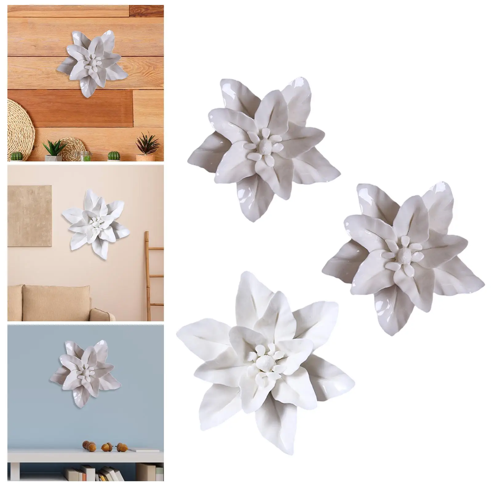 

Керамический цветок Настенный декор Статуя лилии 3D Настенная художественная скульптура для спальни