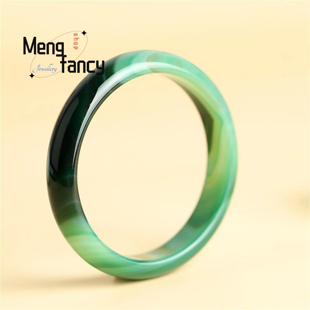 

Brazilian Green Agate Natural Pattern Chalcedony Bracelet Lychee Ice Effect Exquisite Charm Fashion Jewelry Couple Holiday Gifts