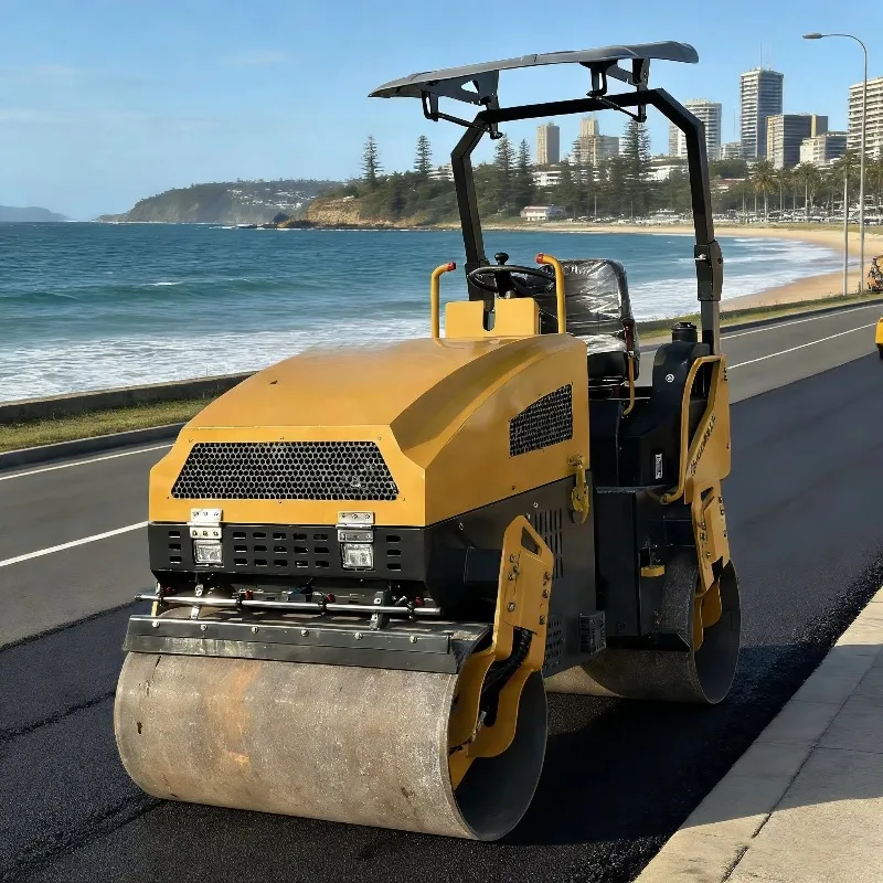 Small Road Roller Hydraulic Double Drum Compactor Equipment For Landscaping And Municipal Projects