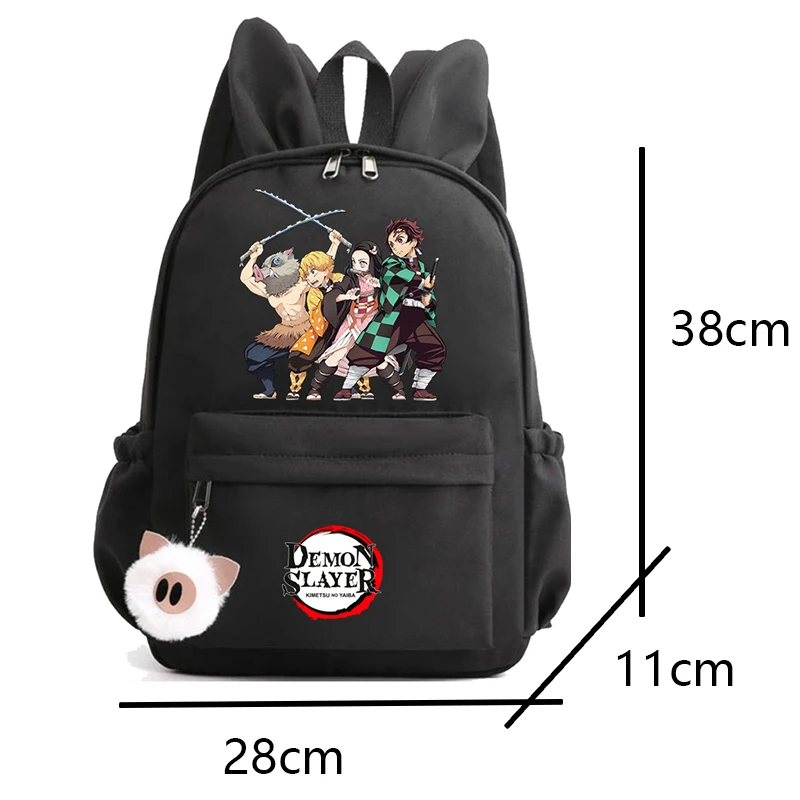 3Pcs/set Anime Demon Slayer Nylon Backpack Large Capacity Bookbag for Teenager Girls Travel Bag Daily Schoolbag Gift Rucksack