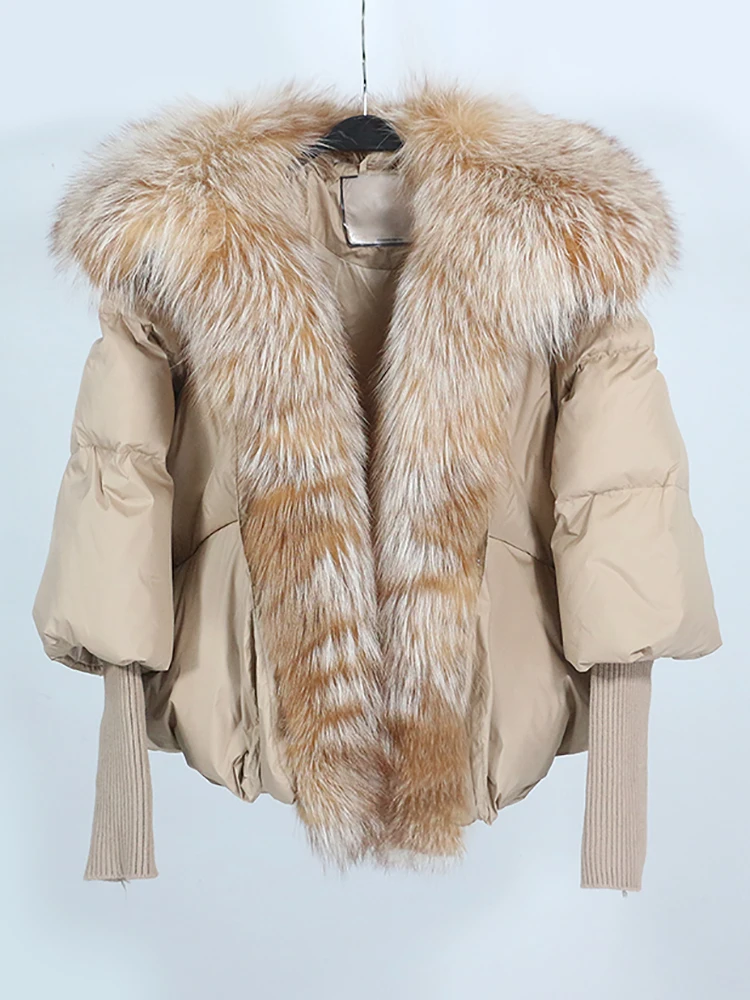 OFTBUY New White Duck Down Jacket Winter Women Warm Loose Coat Natural Real Fox Fur Collar Thick Luxury Outerwear New Fashion
