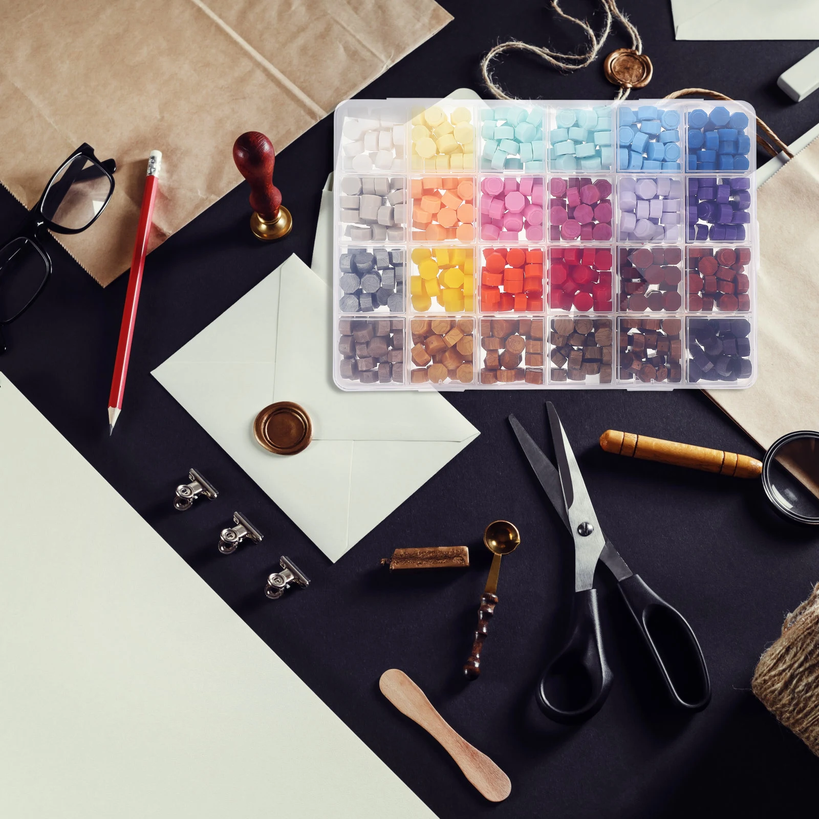 ختم الشمع الخرز مثمنة خمر الملونة DIY بطاقات دعوات الزفاف المغلف ديكور لوازم الحرفية