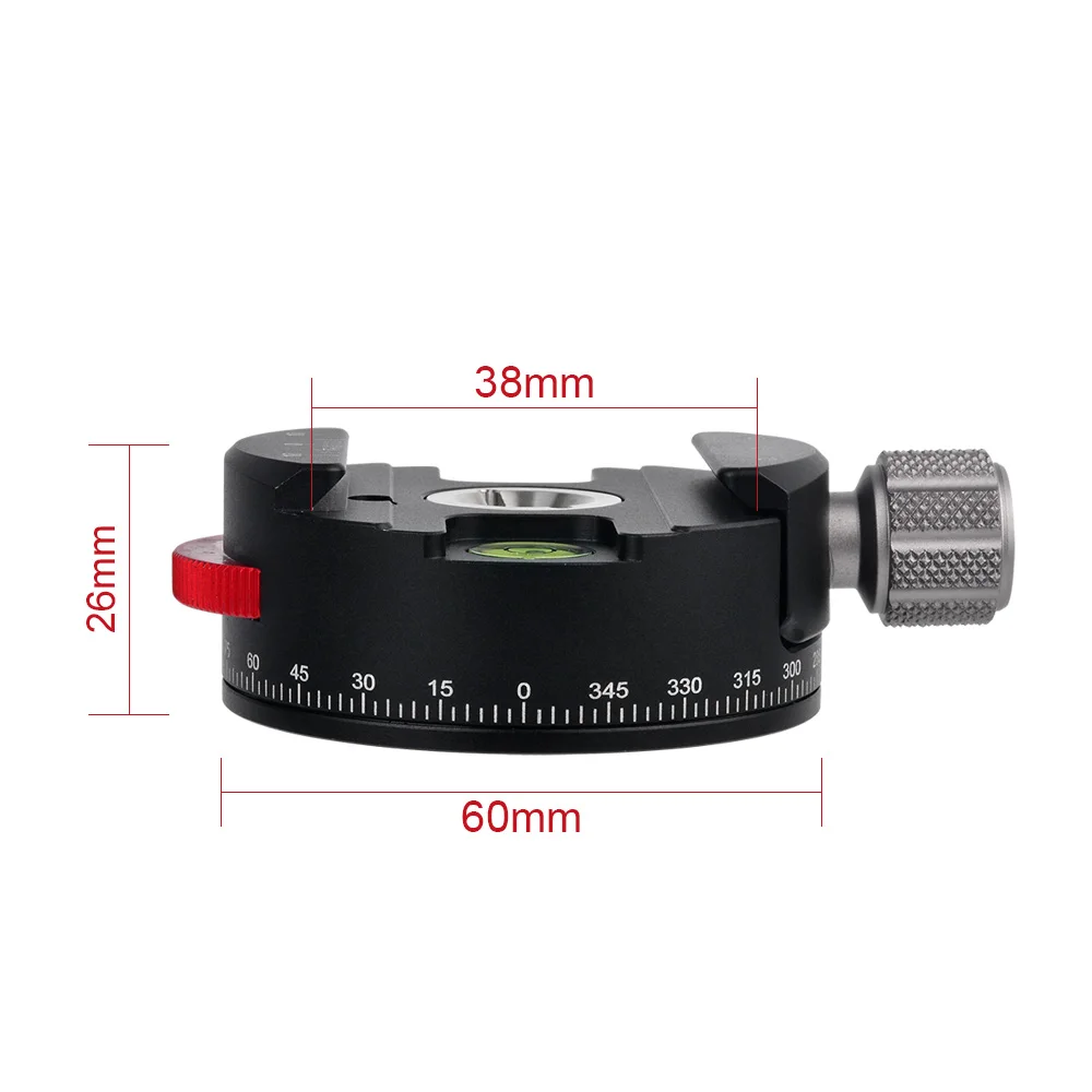 High Quality Tripod Head PAN-60H Panoramic Ball Head Tripod Head with Indexing Rotator AS Type Clamp for Cameras(Red)