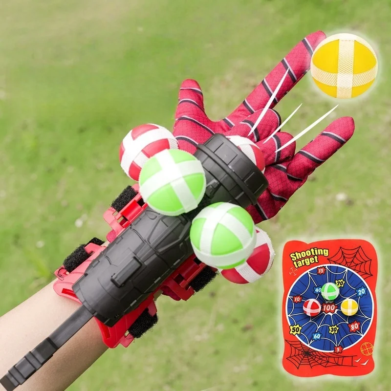 เครื่องยิงลูกบอลเหนียวแบบติดข้อมือสำหรับเด็ก เกมยิงเป้าแบบอินเทอร์แอคทีฟ ของเล่นกีฬาเสริมพัฒนาการสำหรับเด็กผู้ชาย ของขวัญวันเกิด