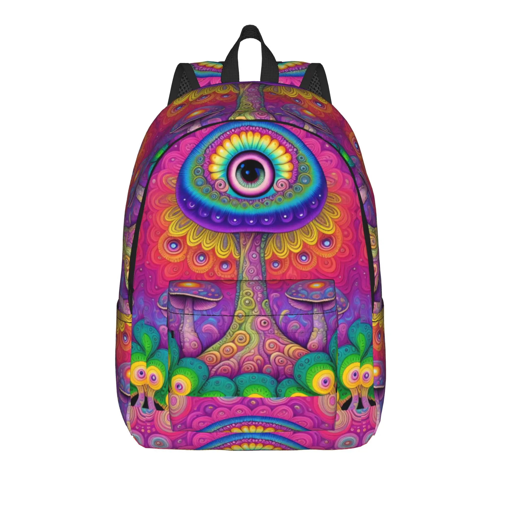 Psychedelic Giant‑eye Magic Mushroom Backpack  Female Polyester Travel Backpacks Large Kawaii School Bags Rucksack