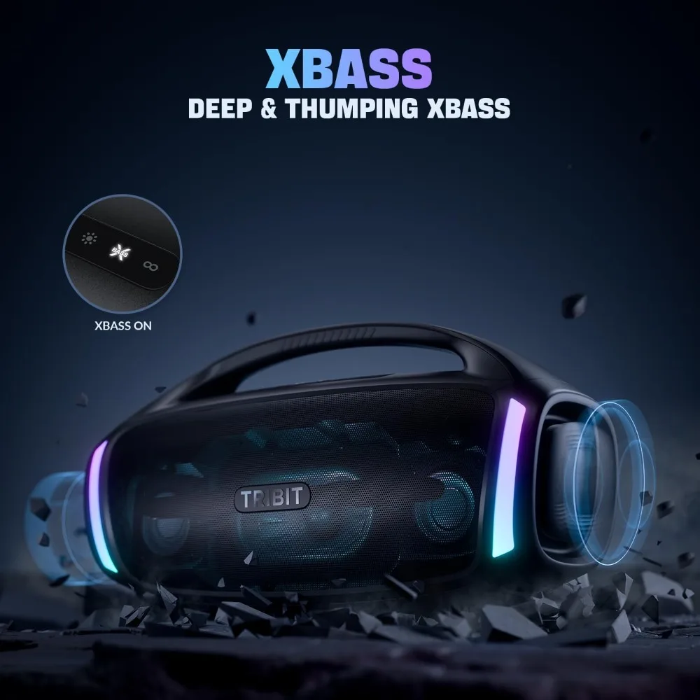 مكبر صوت بلوتوث محمول - StormBox Blast 2، مكبر صوت لاسلكي محمول بقدرة 200 وات مع مضخم صوت، XBass، ضوء LED، Bluetooth5.4