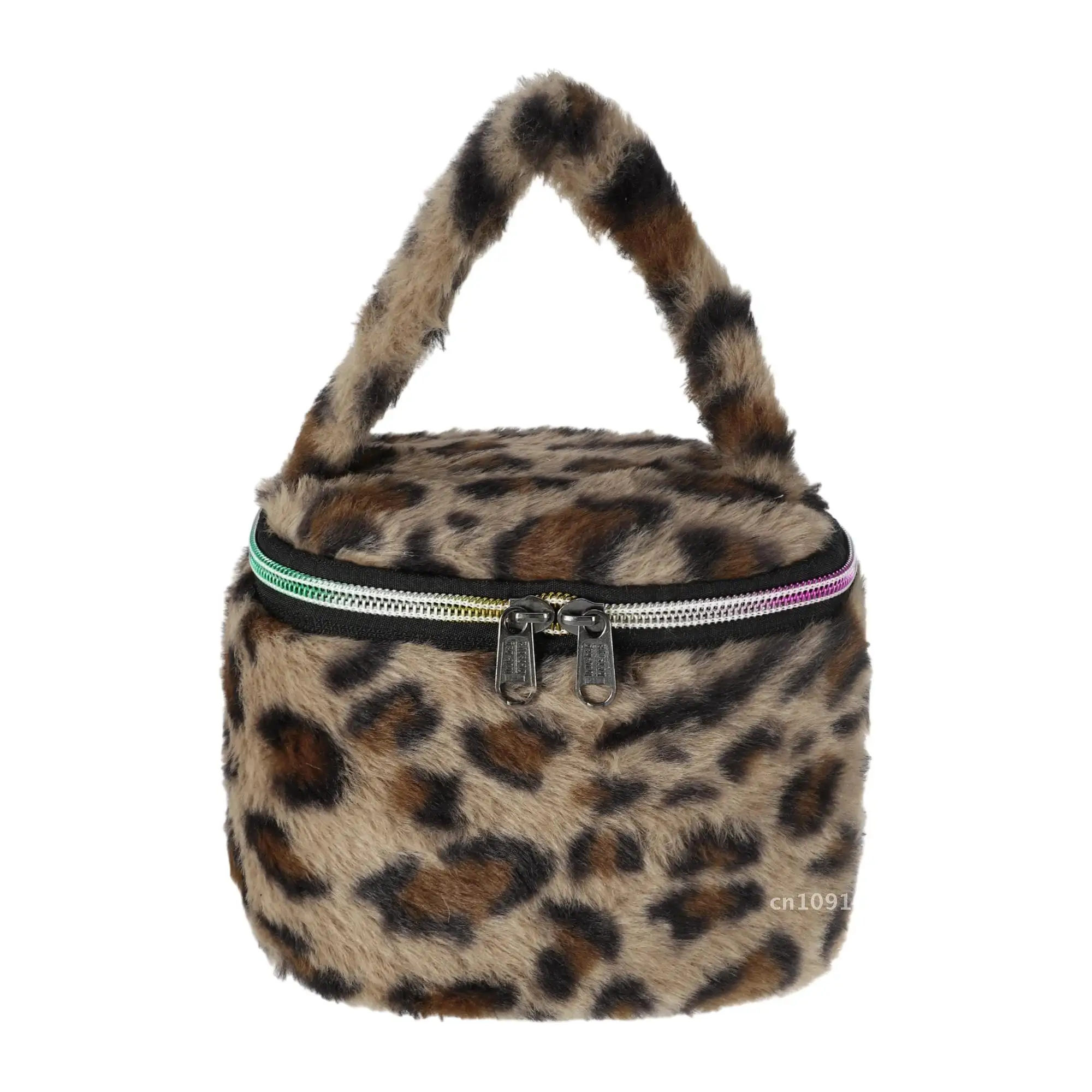 Vintage Women Nail Storage Handbag Female Portable Leopard Up Bag Cosmetic Organizer Printed Box Container Zip Makeup