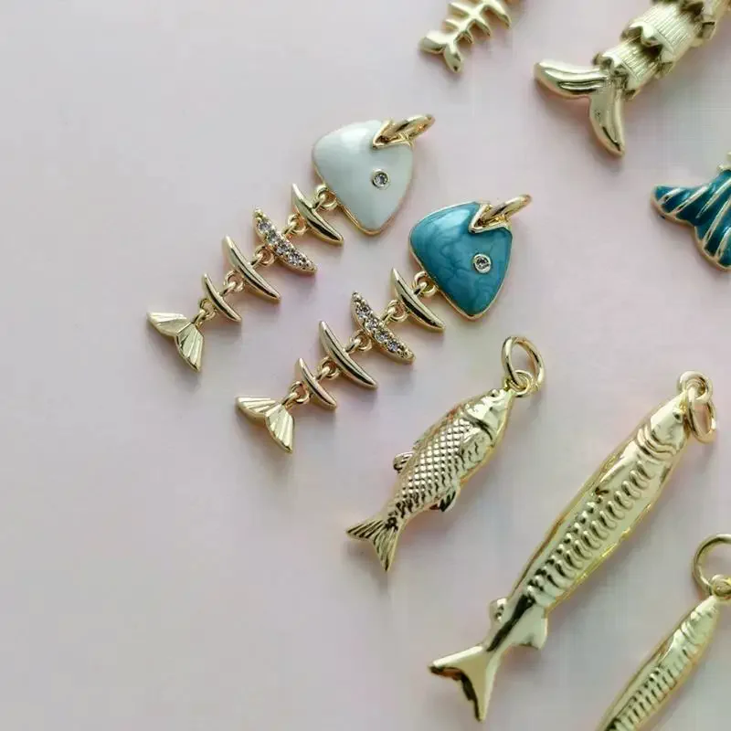 Non-toxic Colored Enamel Fish DIY Charms Accessories for Earrings Bracelet Necklace Jewelry Craft Making