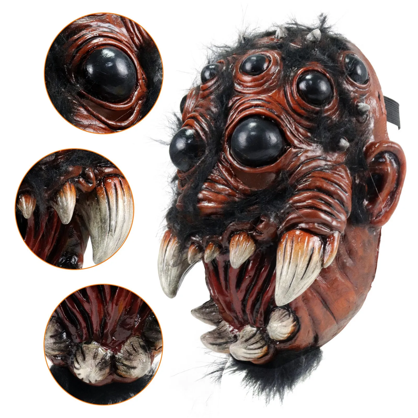 Máscara de Látex de Estilo Terrorífico, Máscara de Cosplay de Terror con Forma Realista y Múltiples Ojos, Accesorios de Disfraces para Fiestas, Decoración para Casas Encantadas