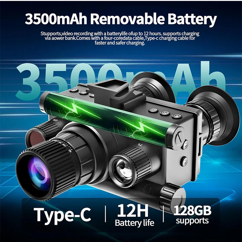 4K Head‑Mounted Full‑Color Night Vision Goggles 600M IR Night Vision  4000MP Photo Video Recording for Outdoor Observation