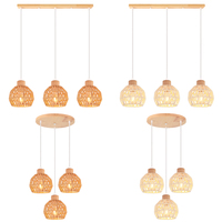 1/3 Heads Retro Hemp Rope Woven Pendant Light Vintage Industrial Rattan Hanging Lamp Boho Ceiling Chandelier Lighting Home Decor